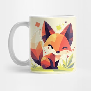 Geometrical Colorful Fox. Adorable Mosaic Cute Kawaii Simple Animal Mug